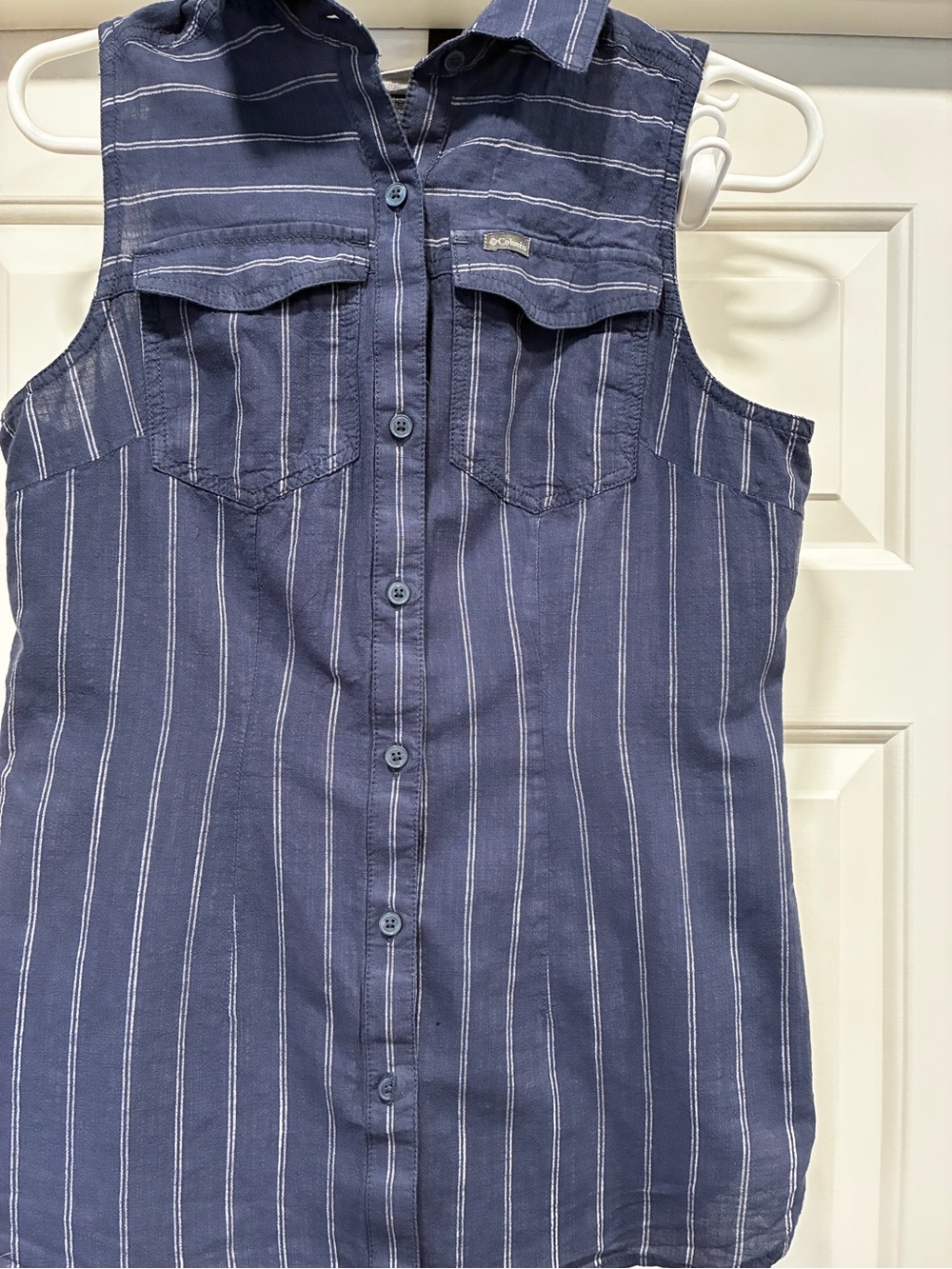 Columbia Navy Blue Striped Button-Front Shirt